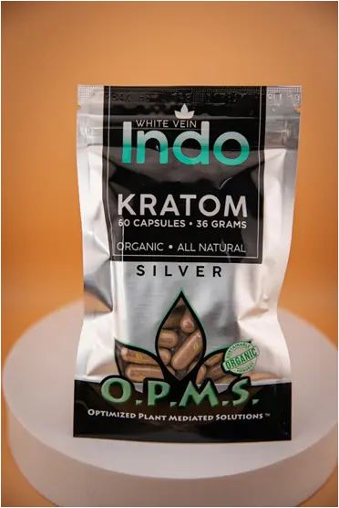 OPMS White Vein Indo Kratom Silver Capsules- 60ct capsules - 30 grams