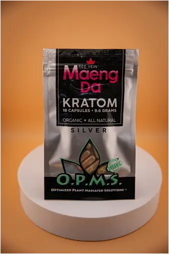 OPMS Kratom Silver Red Vein Capsules 16ct 9.6 grams