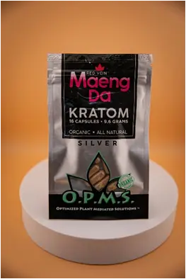 OPMS Kratom Silver Red Vein Capsules. 240 capsules 144g